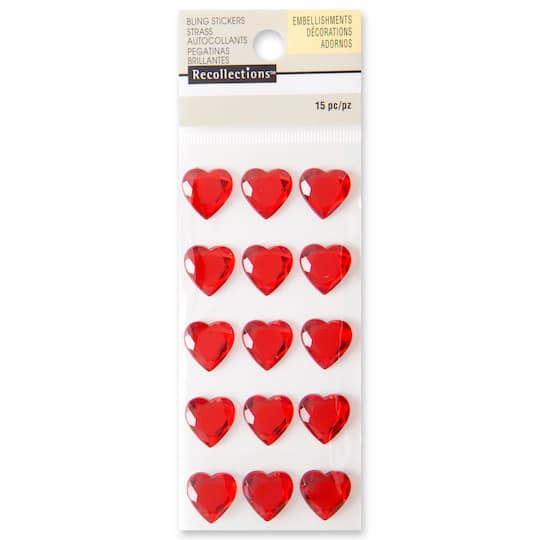 12 Packs: 15 ct. (180 total) Red Heart Adhesive Rhinestones by Recollections™